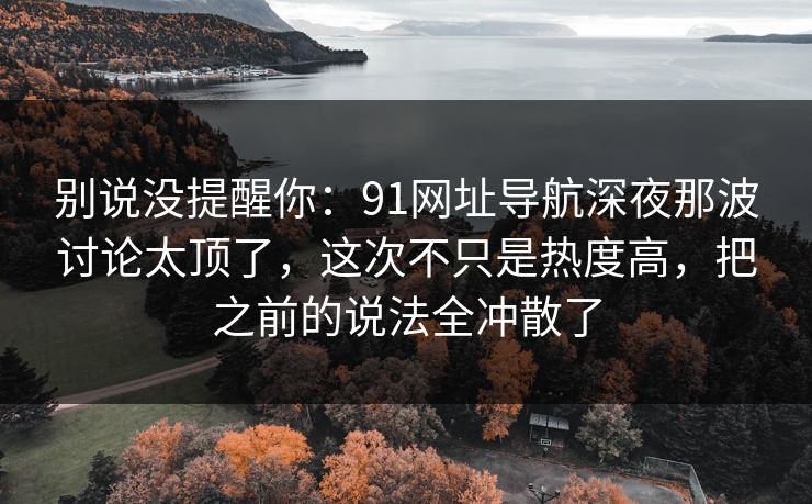 别说没提醒你：91网址导航深夜那波讨论太顶了，这次不只是热度高，把之前的说法全冲散了